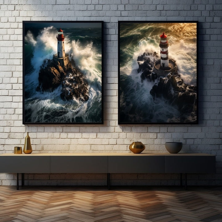 Tableaux de Phares en Mer, art mural décoration nature