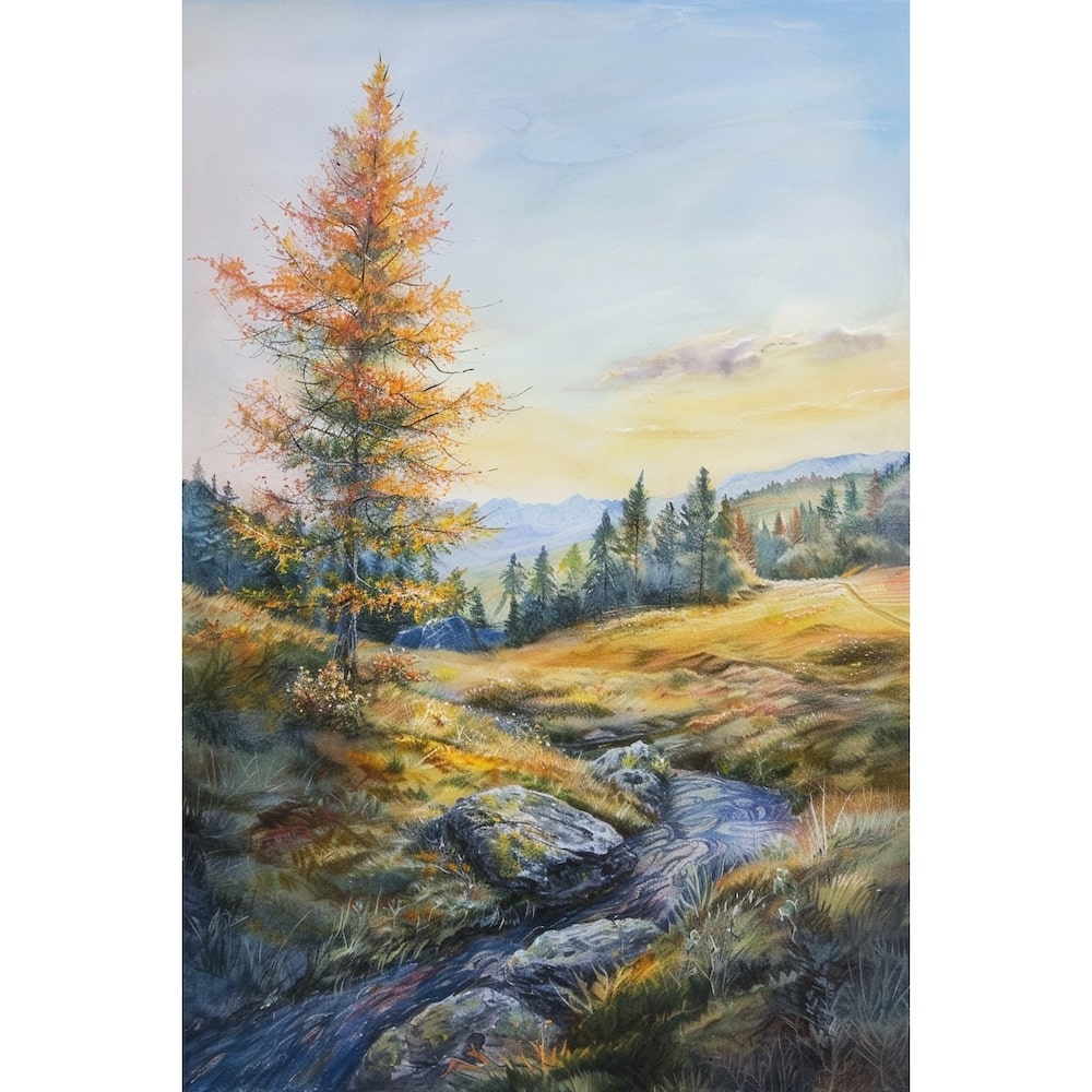 Tableau Pastel Paysage, art mural décoration nature