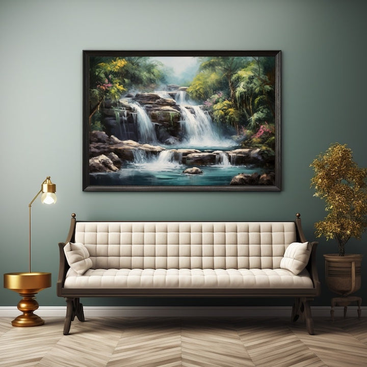 Tableaux Peinture à l'Huile Cascade, art mural décoration nature