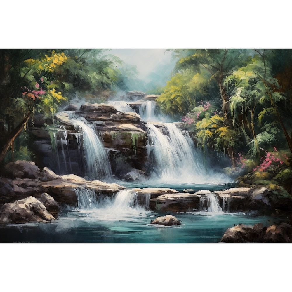 Tableaux Peinture à l'Huile Cascade, art mural décoration nature