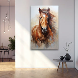 Tête de Cheval Peinture à l'Huile, art mural décoration nature