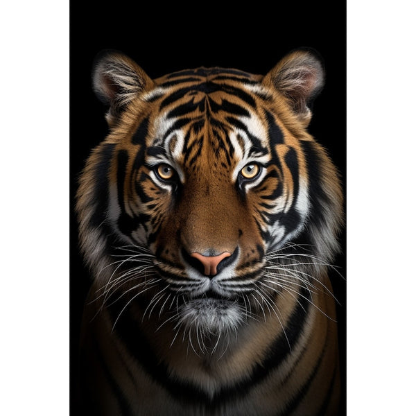 Tableau Portrait de Tigre sur Fond Noir, art mural décoration nature