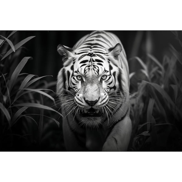 Tableau Tigre Noir et Blanc, art mural décoration nature