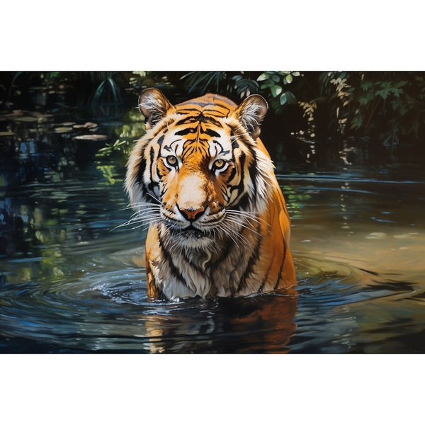 Peinture Tigre dans l'Eau, art mural décoration nature