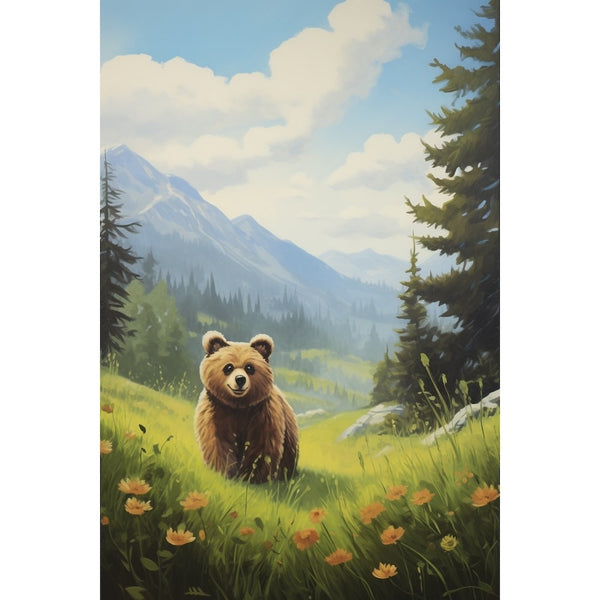 Tableau Toile Ours Enfant, art mural décoration nature