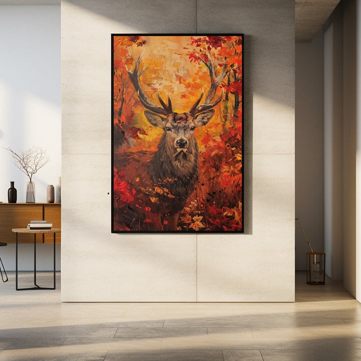 Toile Peinture Cerf, art mural décoration nature