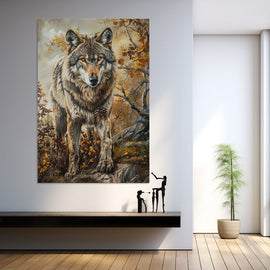 Toile Peinture Loup, art mural décoration nature