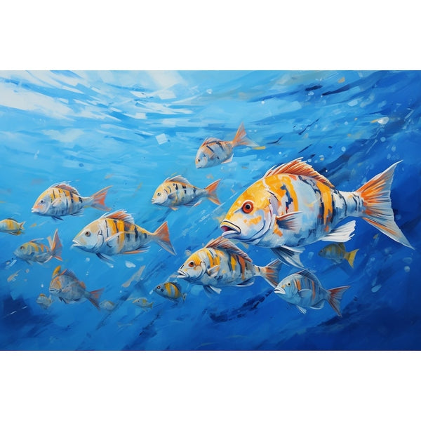 Peinture de Poissons sur Toile, art mural décoration nature