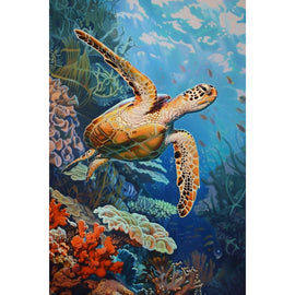 Peinture Tortue Marine, art mural décoration nature