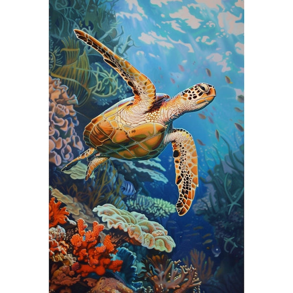 Peinture Tortue Marine, art mural décoration nature