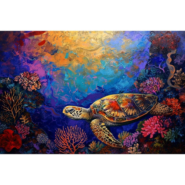 Peinture Tortue, art mural décoration nature