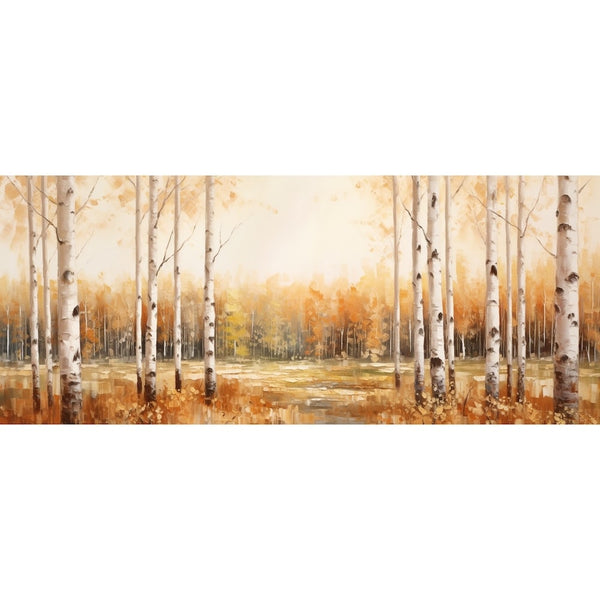 Tableau Triptyque Peinture Forêt Bouleaux, art mural décoration nature