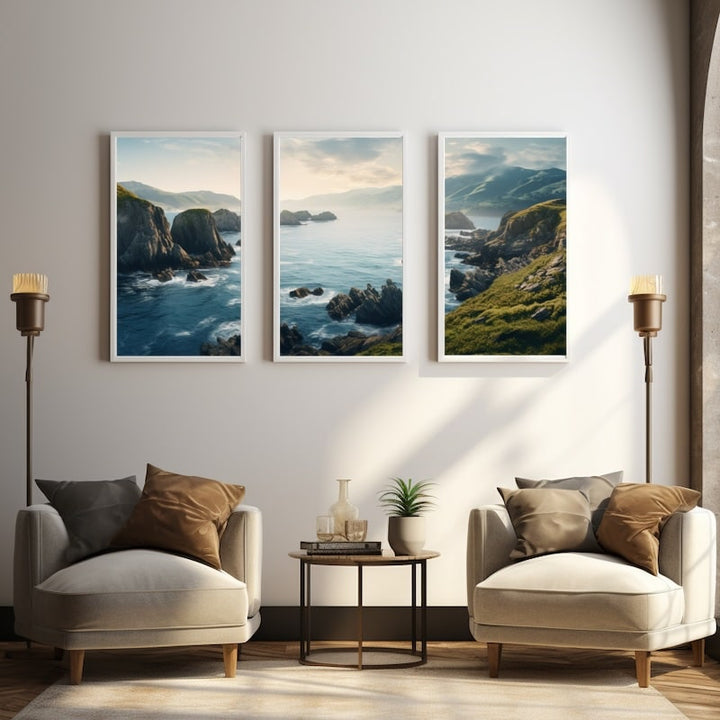 Triptyque Tableau Mer, art mural décoration nature