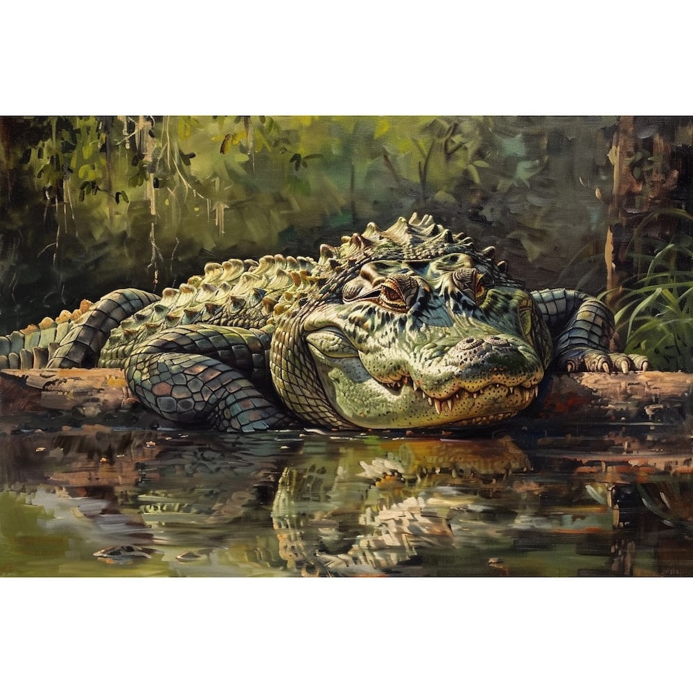 Peinture Alligator, art mural décoration nature