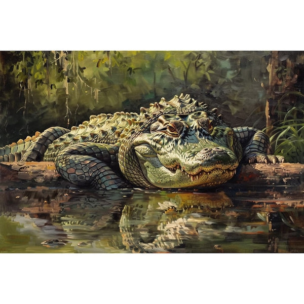 Peinture Alligator, art mural décoration nature