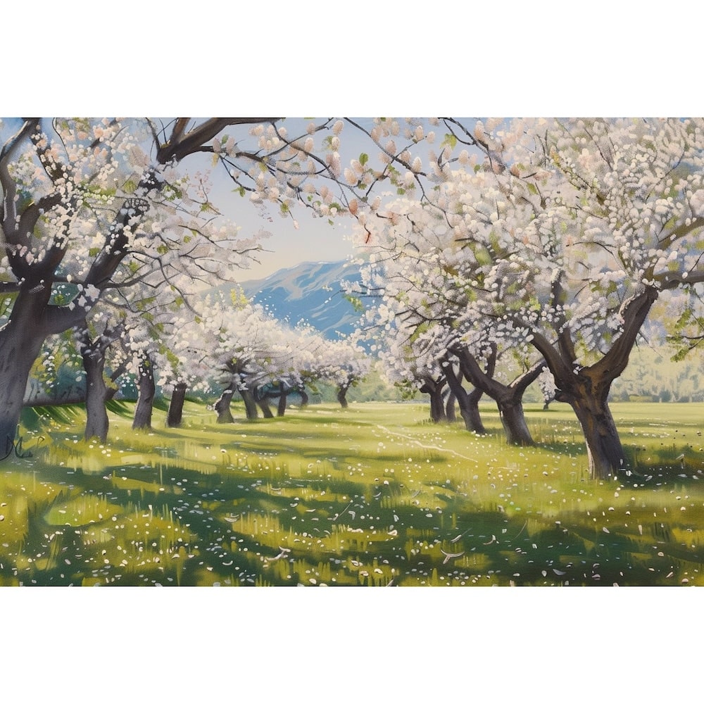 Peinture Amandiers en Fleurs, art mural décoration nature