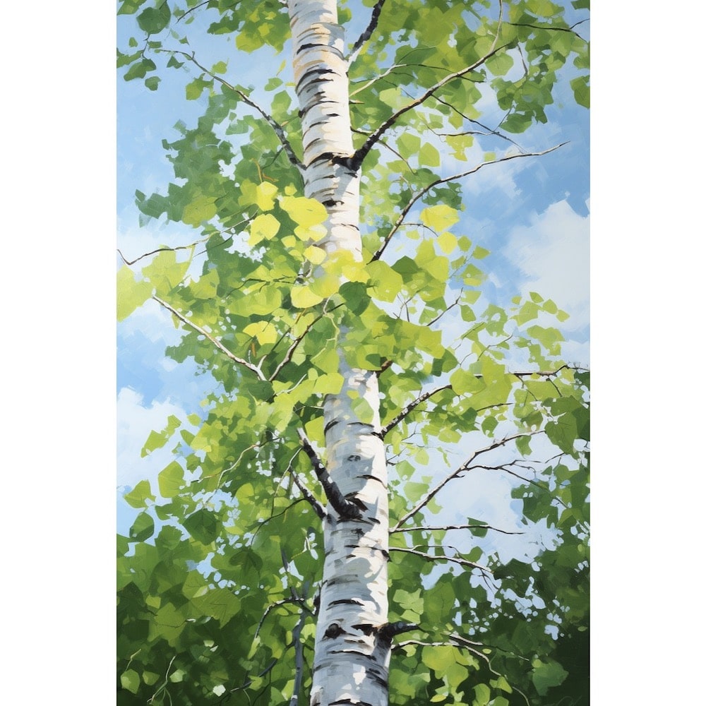 Peinture Arbre Bouleau, art mural décoration nature