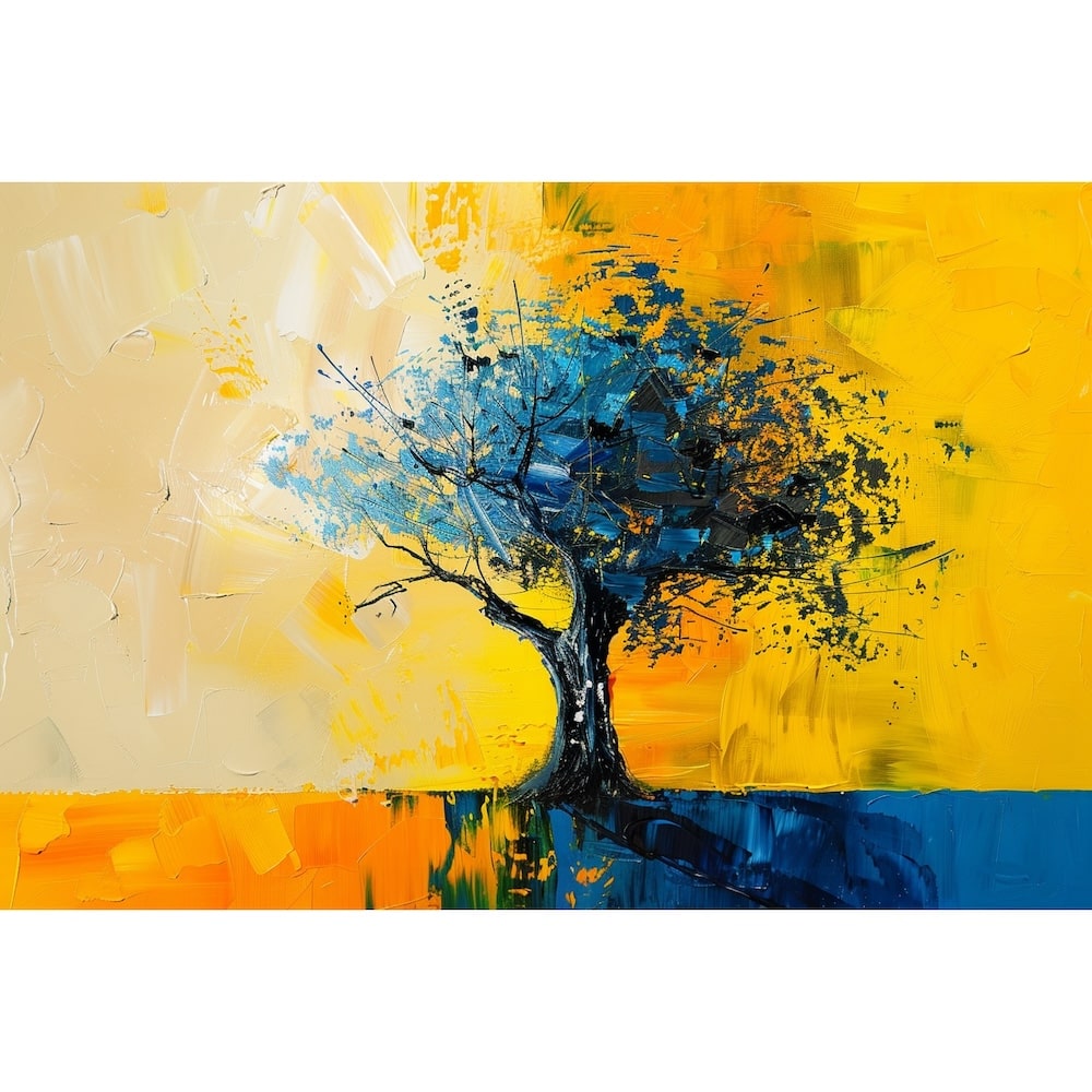 Peinture Arbre Abstrait, art mural décoration nature