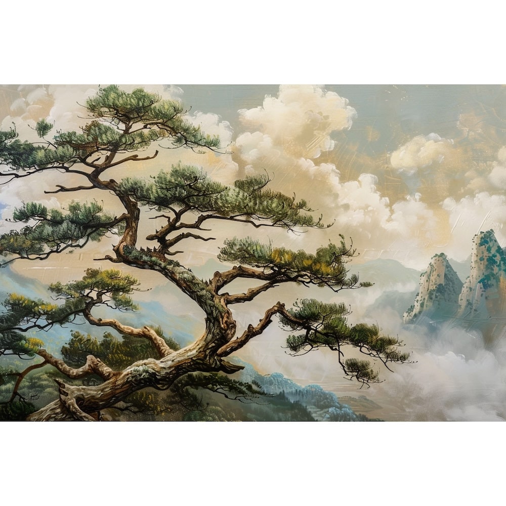 Peinture Arbre Chinois, art mural décoration nature