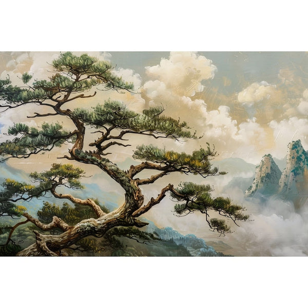 Peinture Arbre Chinois, art mural décoration nature