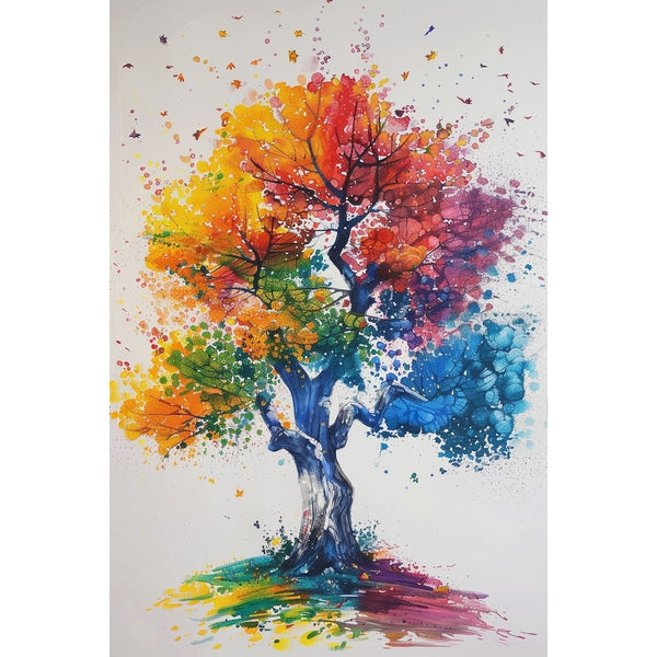 Peinture Arbre Coloré, art mural décoration nature