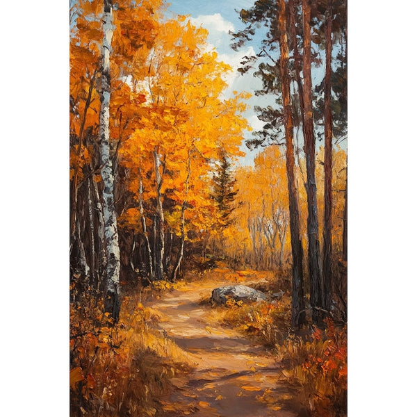 Peinture d'Arbres en Automne, art mural décoration nature