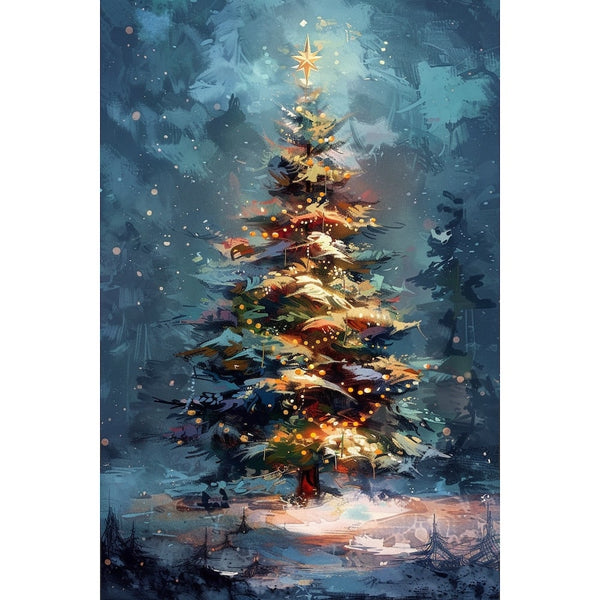 Peinture Arbre de Noël, art mural décoration nature