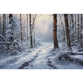 Peinture Sentier Enneigé en Sous-Bois, art mural décoration nature