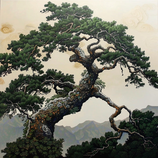 Peinture Arbre Japonais, art mural décoration nature