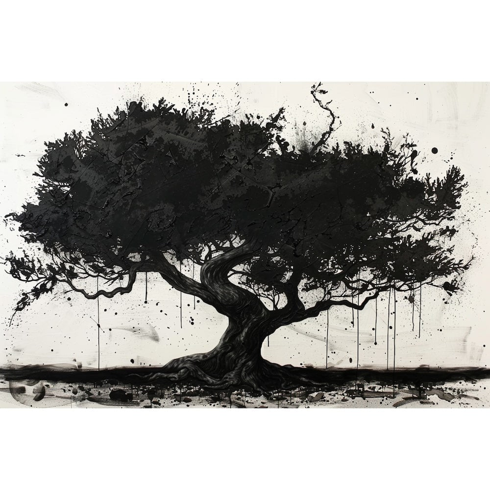 Peinture Arbre Noir, art mural décoration nature