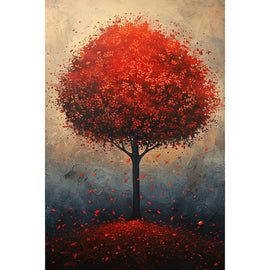 Peinture Arbre Rouge, art mural décoration nature