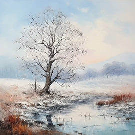 Peinture Matin d'Hiver Pastel, art mural décoration nature