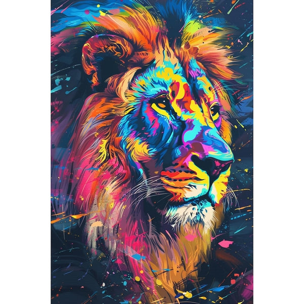 Tableau Lion Multicolore, art mural décoration nature