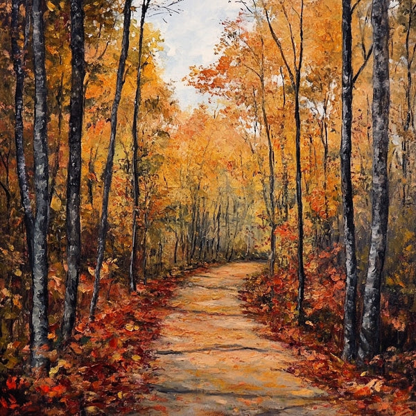 Peinture Allée Forestière d'Automne, art mural décoration nature