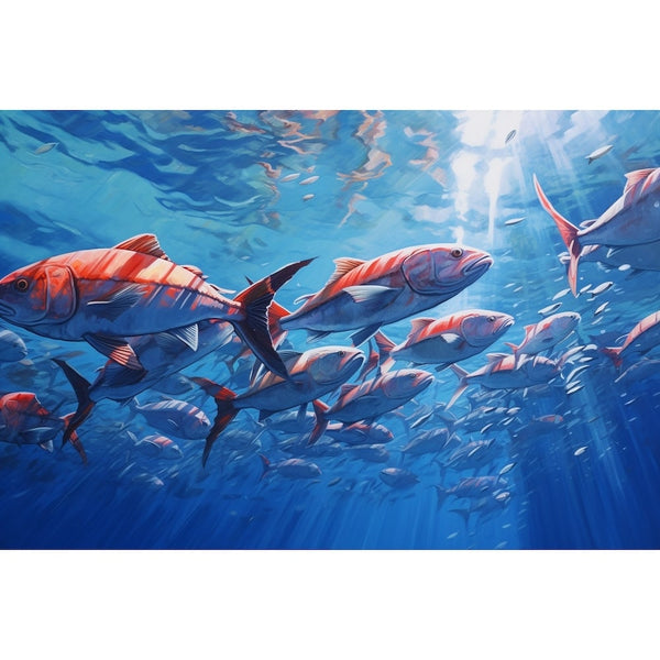 Peinture Banc de Poissons, art mural décoration nature