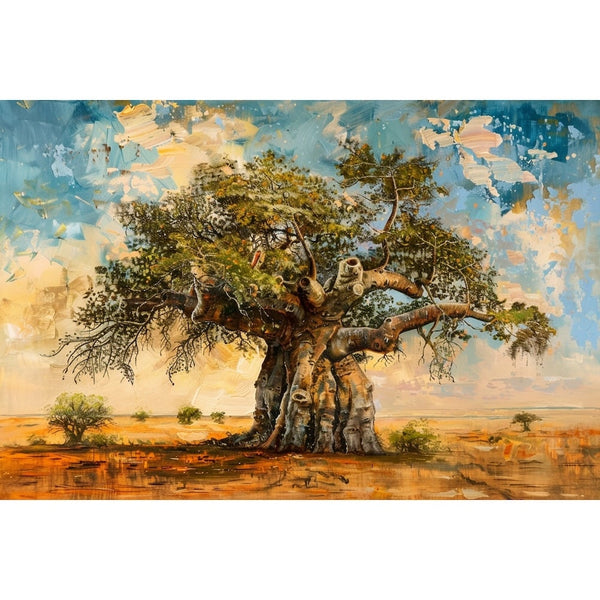 Peinture Baobab, art mural décoration nature