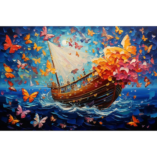 Tableau Bateau Papillon, art mural décoration nature