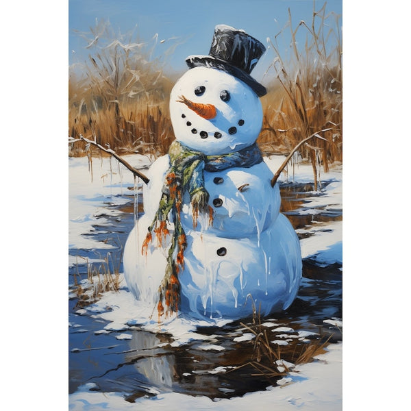 Peinture Bonhomme de Neige Fondu, art mural décoration nature