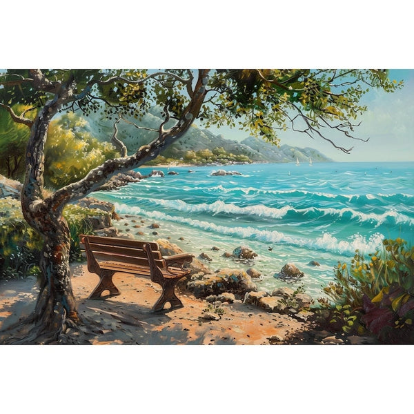 Paysage de Bord de Mer en Peinture, art mural décoration nature