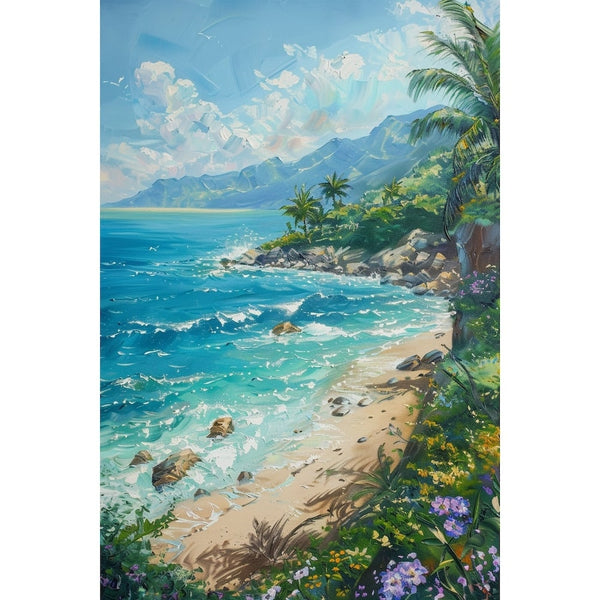 Peinture Acrylique Paysage Bord de Mer, art mural décoration nature
