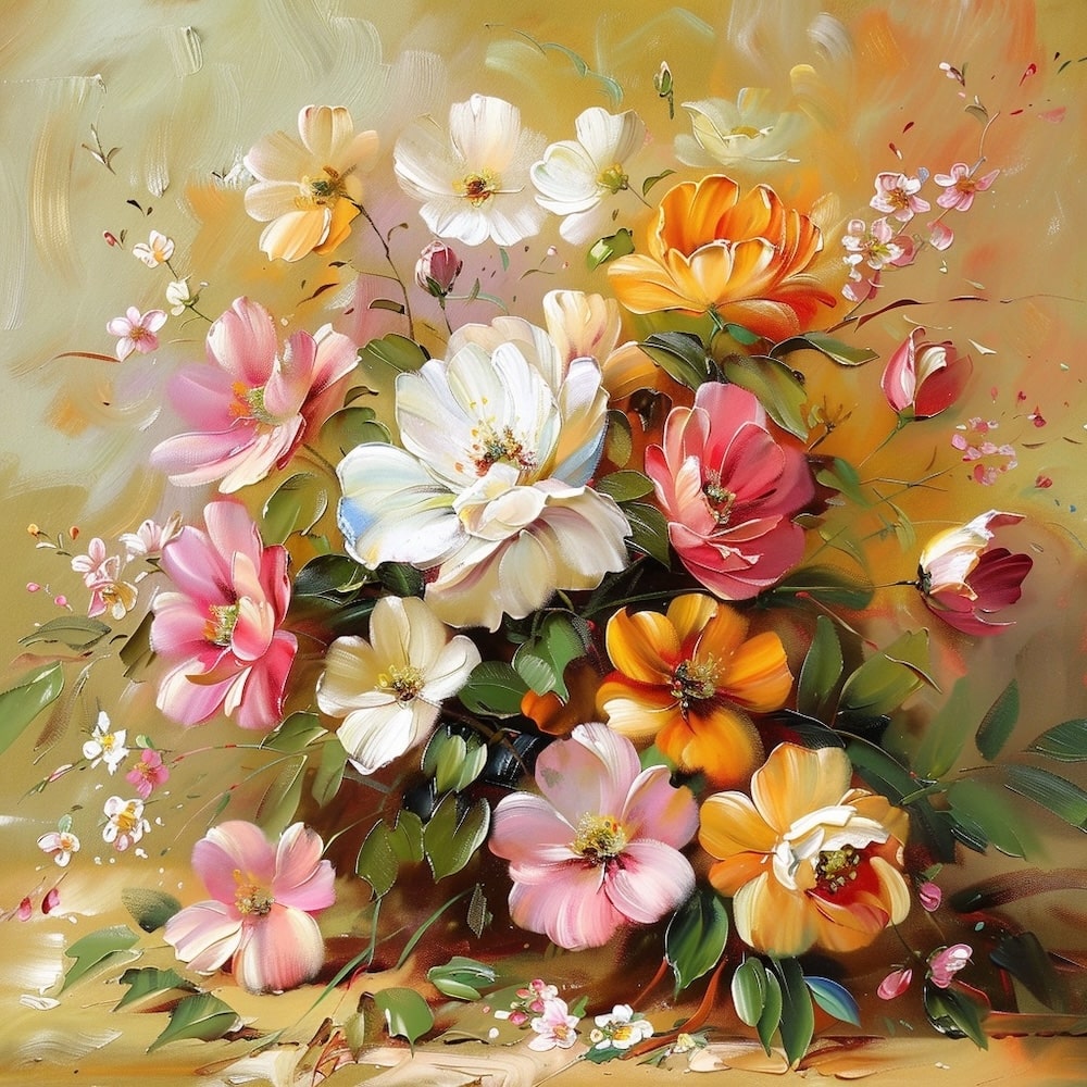 bouquet de fleurs en peinture