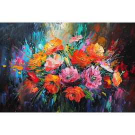Peinture Abstraite Bouquet de Fleurs, art mural décoration nature