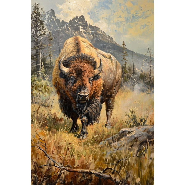 Peinture Buffle, art mural décoration nature