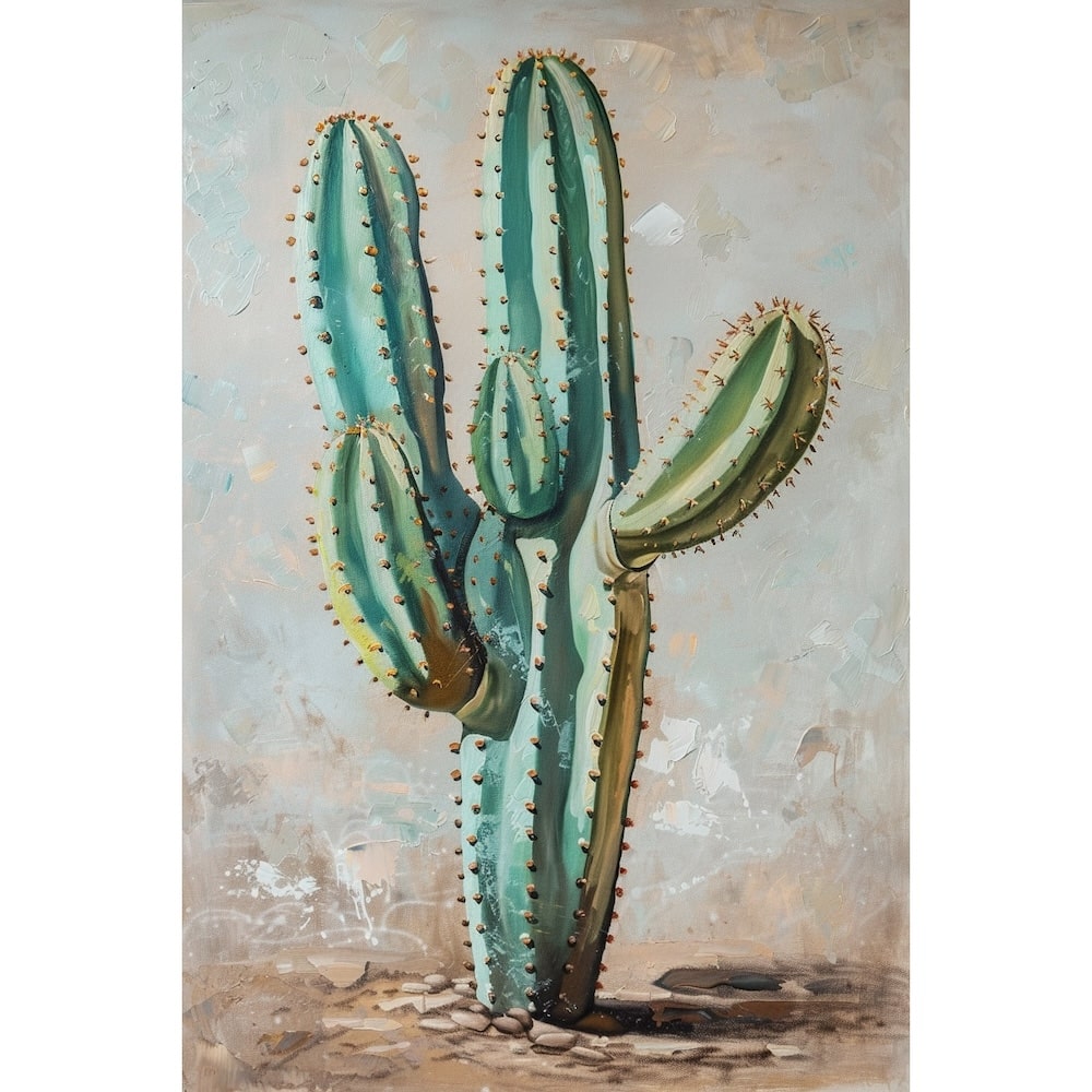 Peinture Acrylique de Cactus, art mural décoration nature