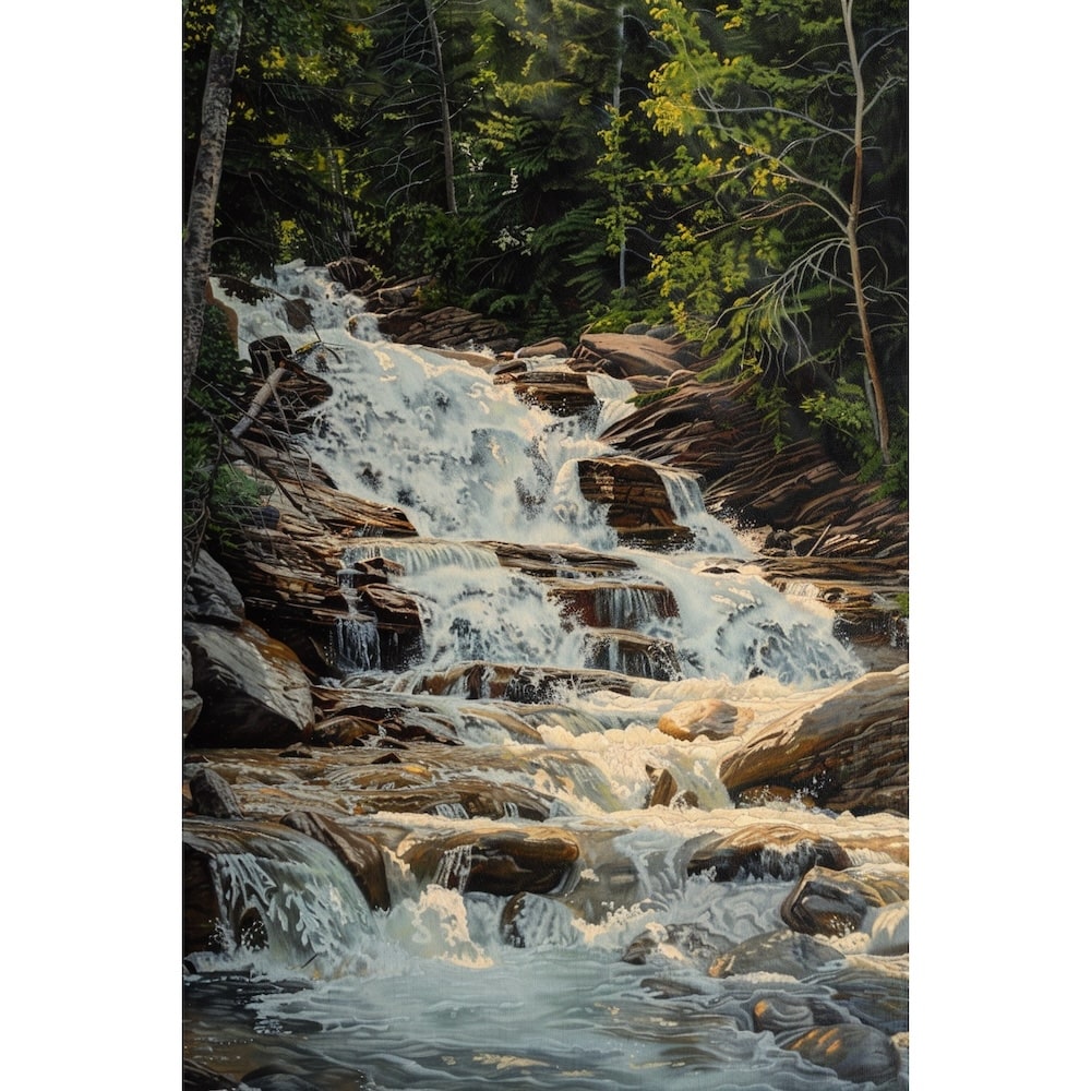 Peinture de Cascade, art mural décoration nature