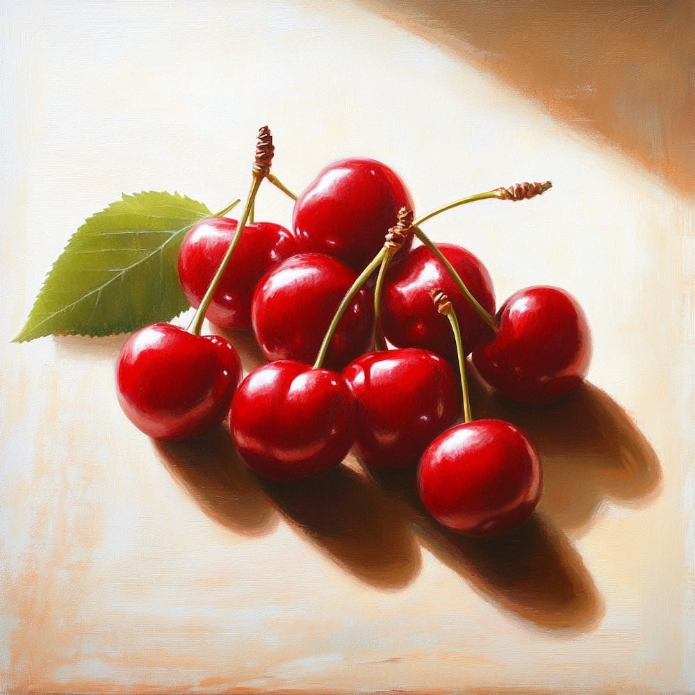 Peinture Cerise, art mural décoration nature