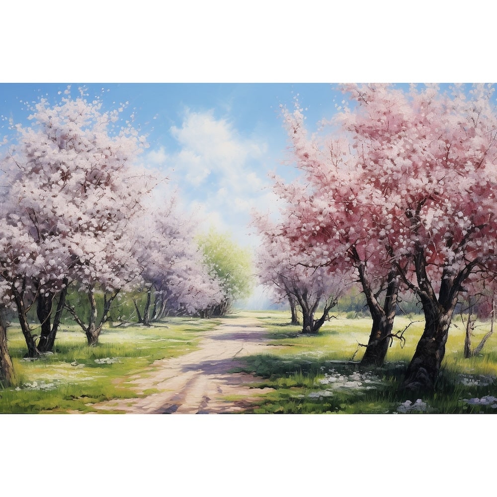 Peinture Cerisier en Fleur Acrylique Romantique, art mural décoration nature