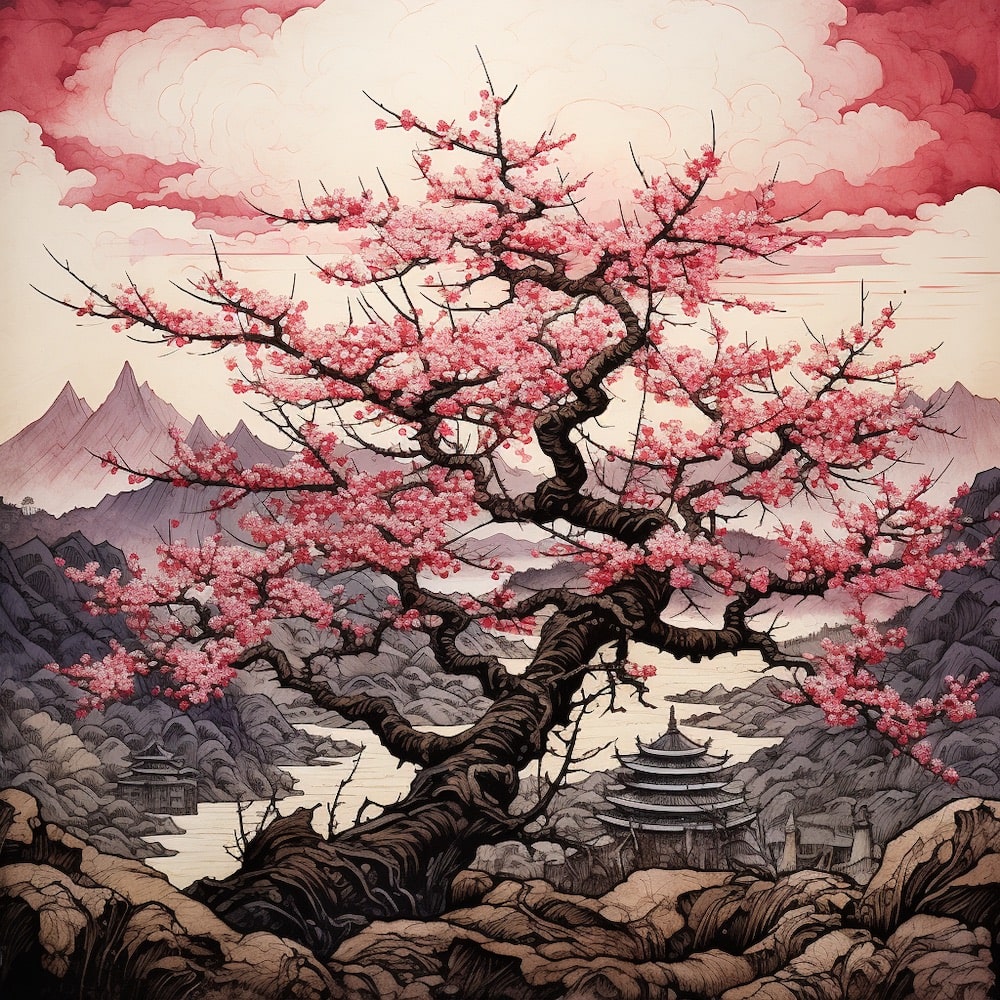 cerisier peinture japonaise