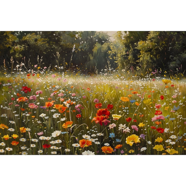 champ de fleurs sauvages peinture