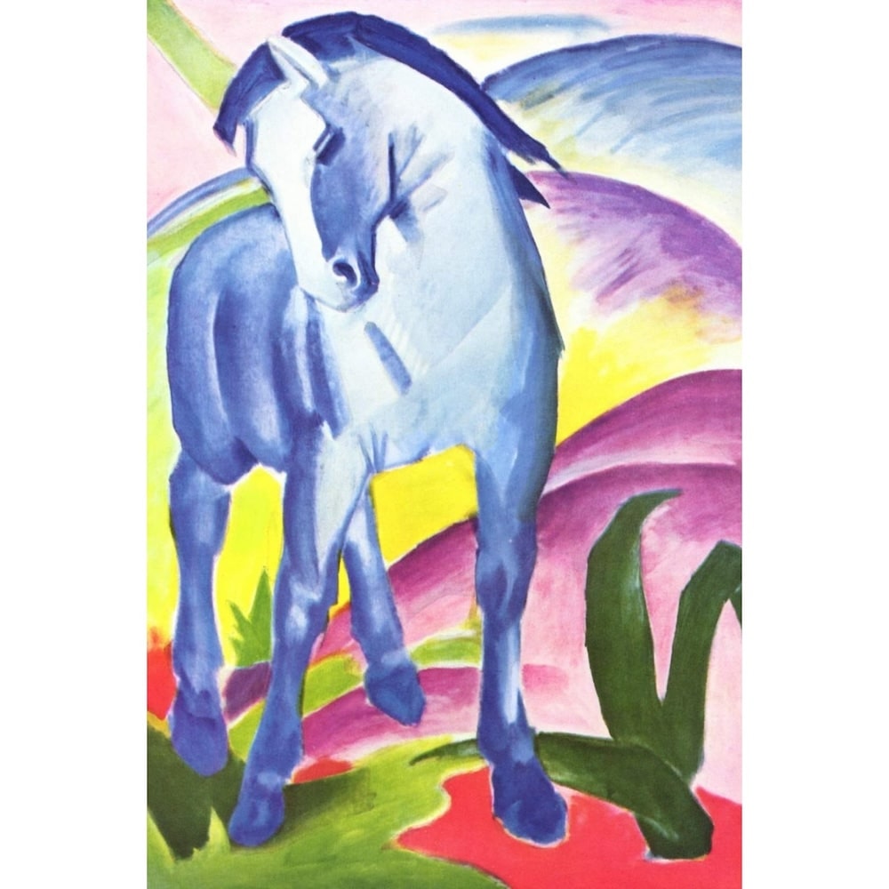 cheval bleu en peinture